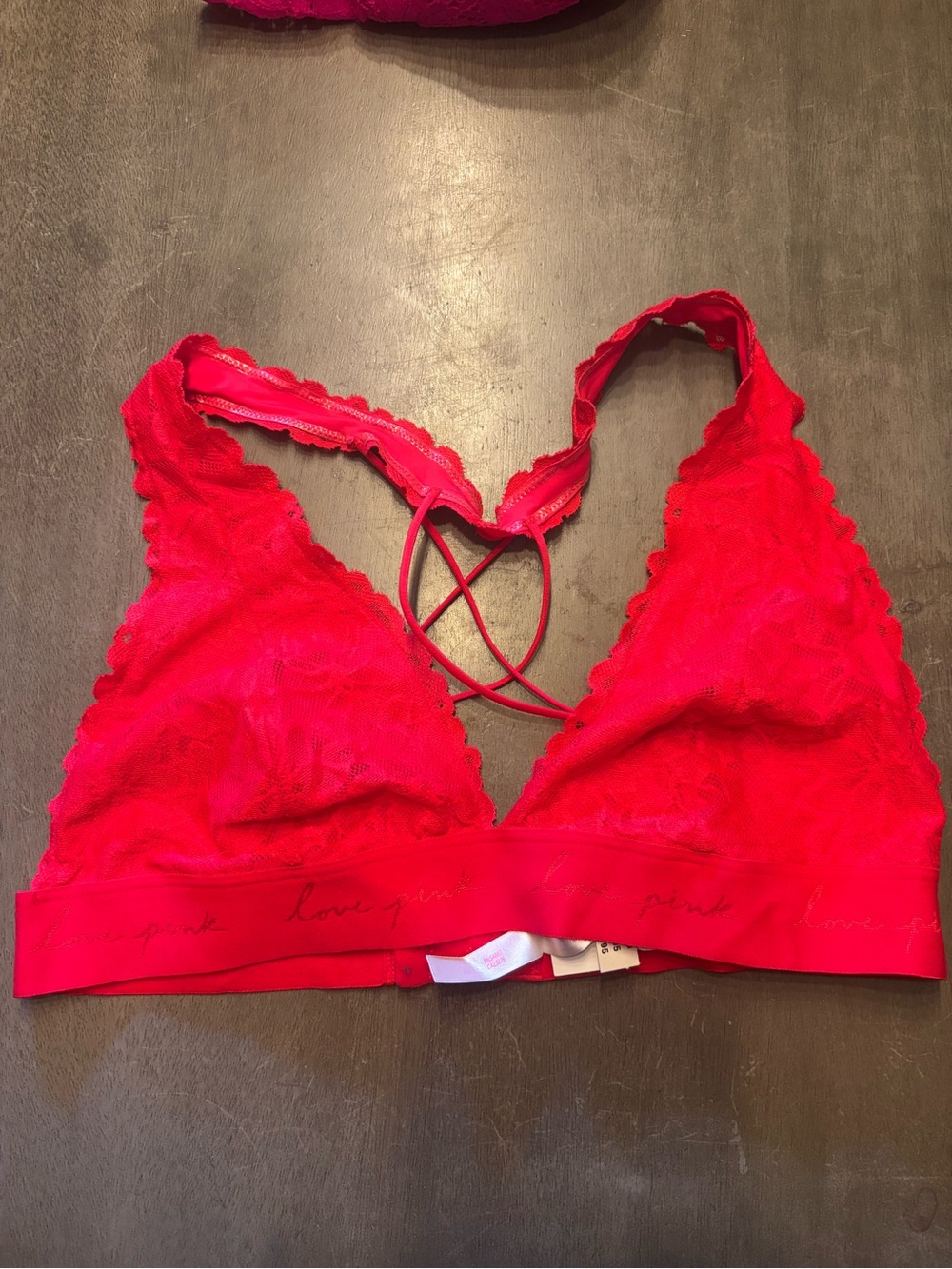 Victoria's Secret Red Lace Bralette with Crisscross Back